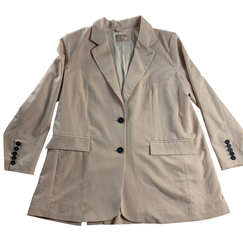 Free People We The Free Beige Oversized Longline Blazer Womens XL Stretch